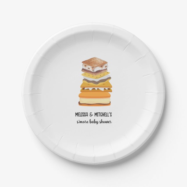 Smore roasted marshmallow couples baby shower paper plates (Front)
