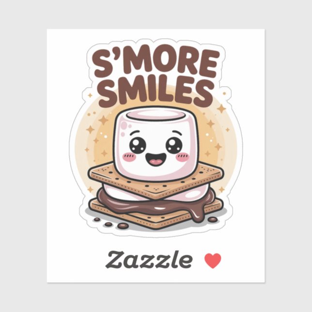Smore Smiles Cute Marshmallow Between Chocolate  Sticker (Sheet)
