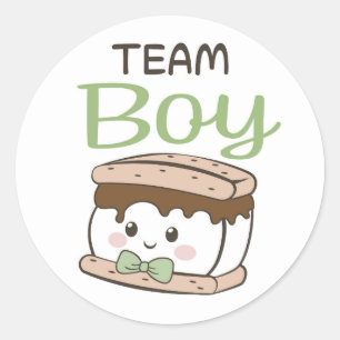 S'more Team Boy sticker with sage green bow tie
