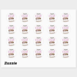 S'more Team Girl gender reveal stickers
