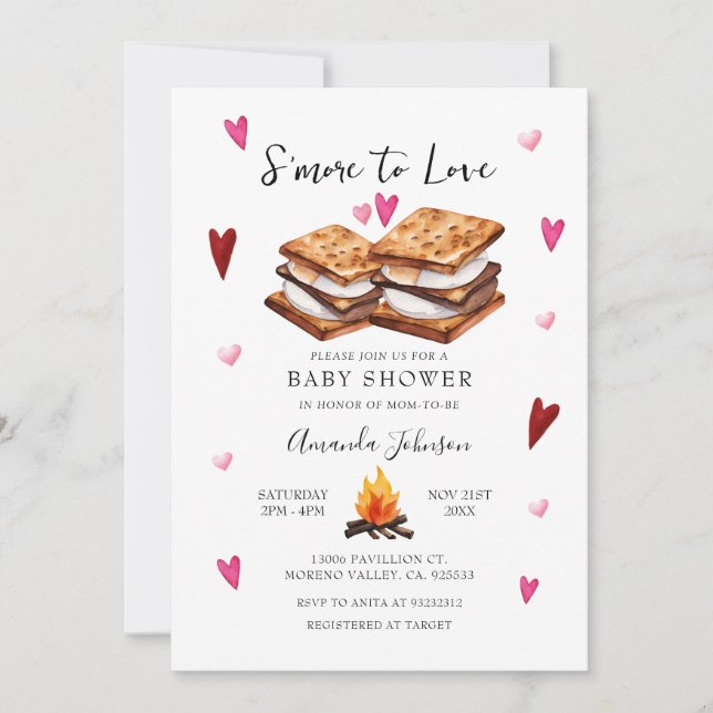 S'more to Love Bonfire Baby Shower  Invitation (Front)