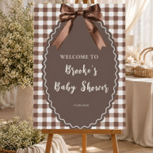 S'more to Love Brown Gingham Bow Baby Shower