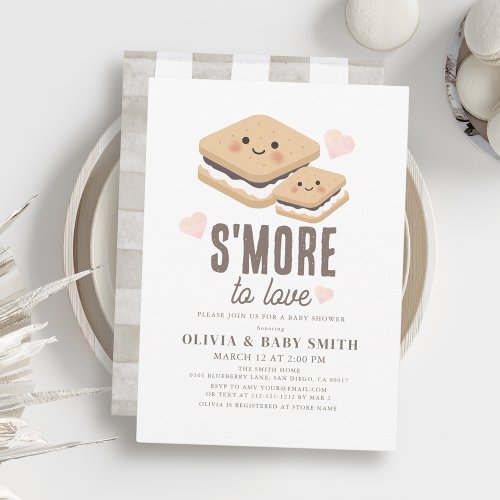 Smore to Love Kawaii Gender_neutral Baby Shower Invitation