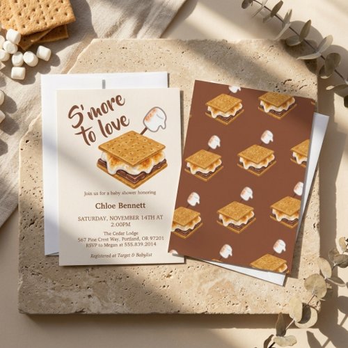 S'more To Love Winter Camping Baby Shower Invitation