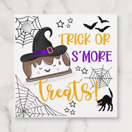 Smore trick or treat square sticker favor tags
