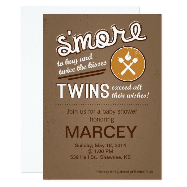 S'more Twin Baby Shower Invitation