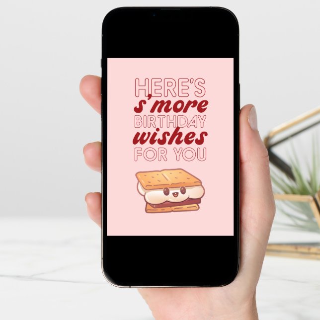S'more Wishes For You Cute Food Pun Funny Birthday Card (Front Digital)