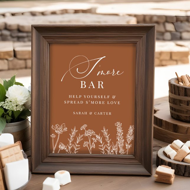 S'mores Bar Burnt Orange Wildflower Wedding Sign (Creator Uploaded)