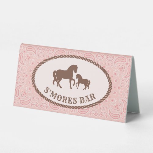 Smores Bar  Cowgirl Party  Table Tent Sign