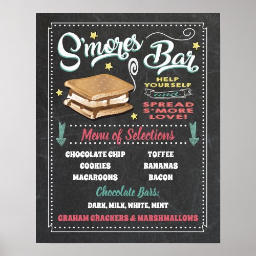 Smores Bar Menu Party Sign