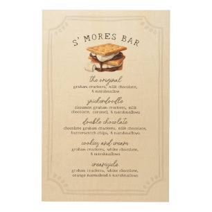 S'mores Bar Recipe Sign Fall Bonfire Outdoor