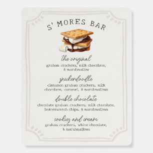 S'mores Bar Recipe Sign Fall Bonfire Outdoor