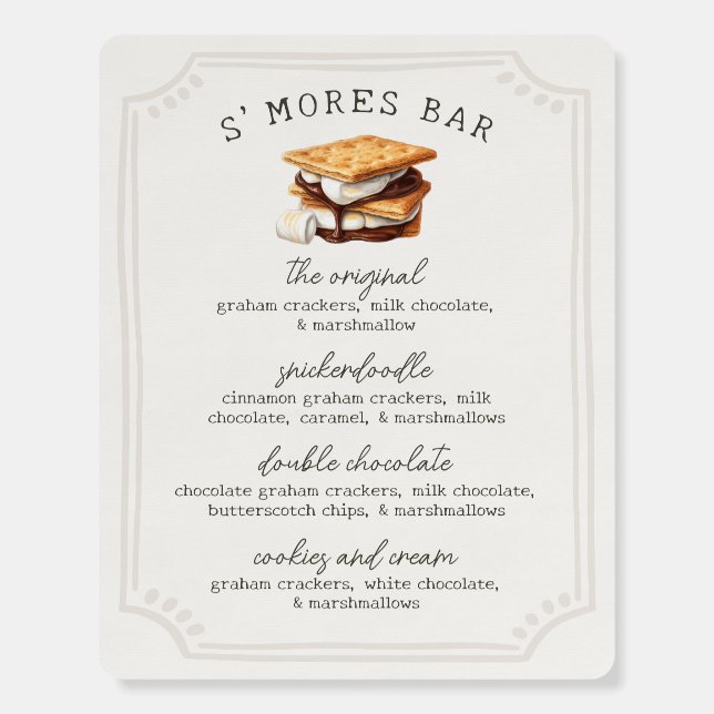 S'mores Bar Recipe Sign Fall Bonfire Outdoor (Front)