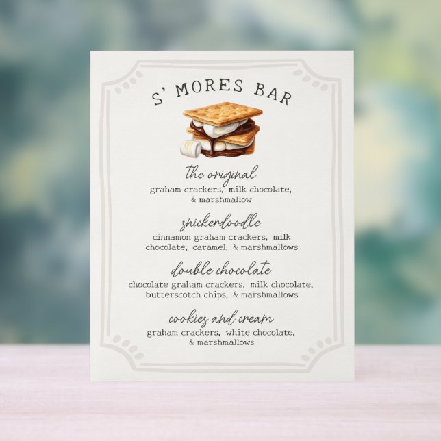 S'mores Bar Recipe Sign Fall Bonfire Outdoor (Neutral)