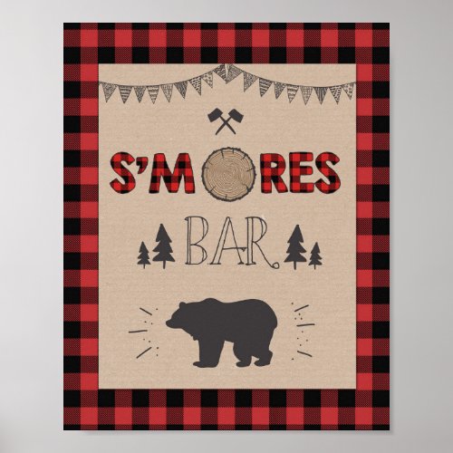 Smores Bar Sign Lumberjack table sign Birthday