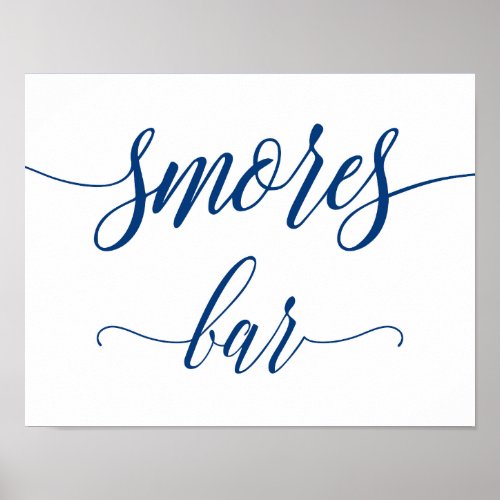 Smores Bar Wedding Sign in Navy Blue Calligraphy