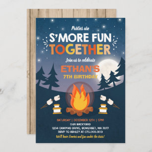 S'mores Birthday Invitation S'mores Bonfire Party