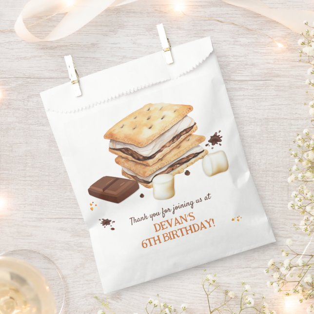 S'mores Birthday Party Favor Bag (Clipped)