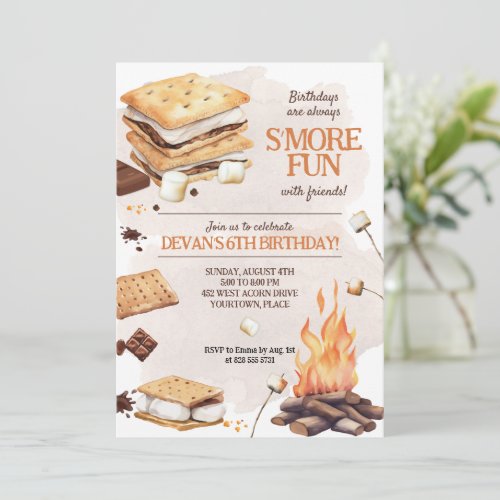 Smores Birthday Party Invitation