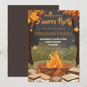 S'mores Birthday Party Invitation – Cozy Campfire