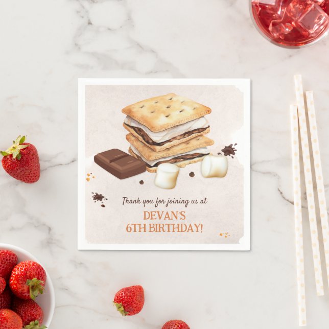 S'mores Birthday Party Napkins (Insitu)