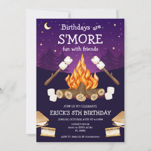 S'mores Birthday Party S'mores Camping Birthday Invitation