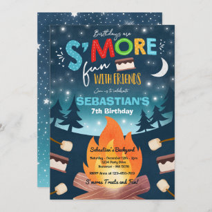 S'mores Birthday Party S'mores Camping Birthday Invitation