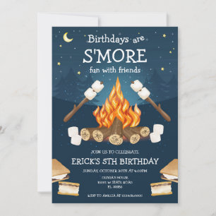 S'mores Birthday Party S'mores Camping Birthday Invitation