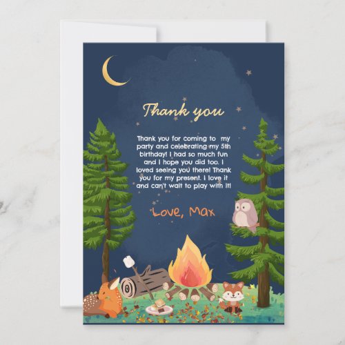 Smores Bonfire Kids Thank You Card