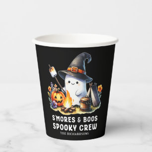 Smores Boos Crew Ghost Camping Halloween Black Paper Cups