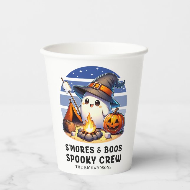 Smores Boos Spooky Crew Camping Ghost Halloween Paper Cups (Front)