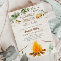 S'mores Campfire Bonfire Greenery Baby Shower Invitation