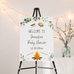 S'mores Campfire Greenery Baby Shower Welcome Foam Board