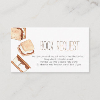 Smores camping baby shower book request card