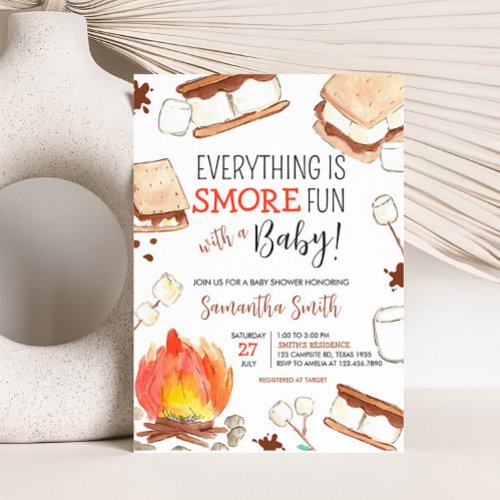 Smores Camping Baby Shower  Invitation