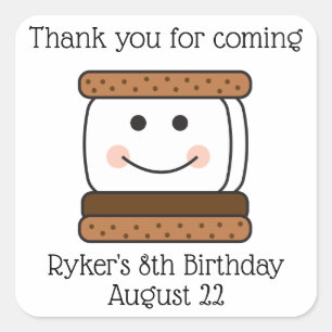 Smores Camping Birthday Party Favor Square Sticker
