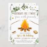 S'mores Camping Campfire Bonfire Birthday Invitation<br><div class="desc">This adorable invitation features our hand drawn s'mores and campfire illustrations with watercolor greenery accents.</div>