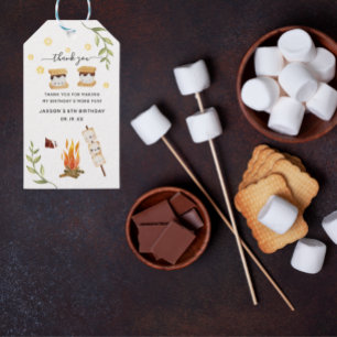 S'mores Camping Campfire Greenery Thank You Gift Tags