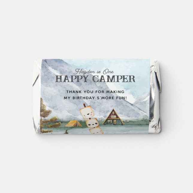 S'mores Camping | Happy Camper Thank You Hershey's Miniatures (Front)