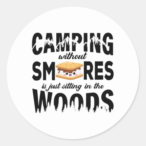 Smores Camping Tents Outdoor Campfire Classic Round Sticker