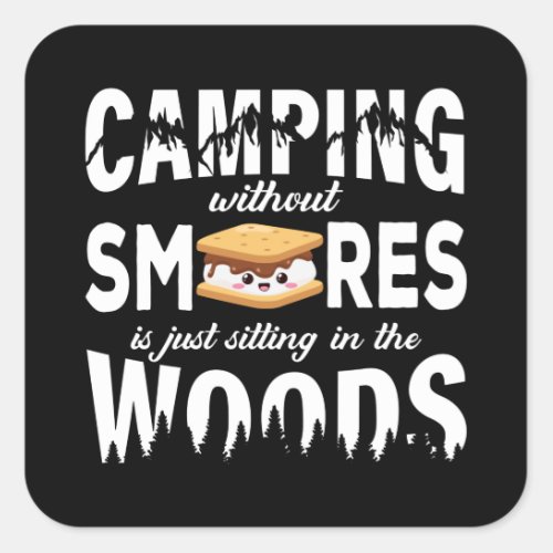 Smores Camping Tents Outdoor Campfire Square Sticker