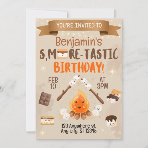 Smores Childrens Birthday Party Invitation