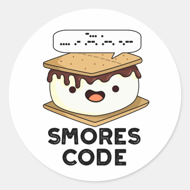 Smores Code Funny Food Pun  Classic Round Sticker (Front)
