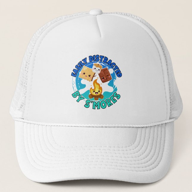Smores Cute Campfire Camping Vacation Boys Trucker Hat (Front)