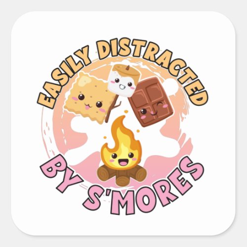 Smores Cute Campfire Camping Vacation Girls Square Sticker