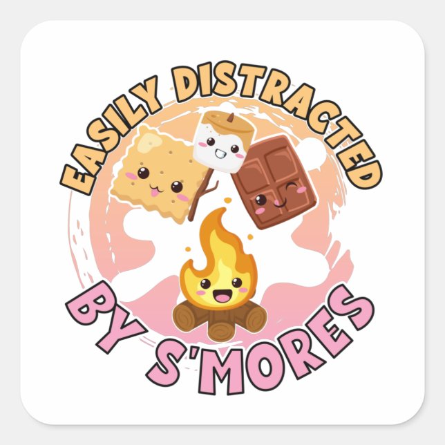 Smores Cute Campfire Camping Vacation Girls Square Sticker (Front)