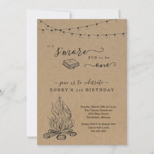 S'mores First Birthday Party Invitation