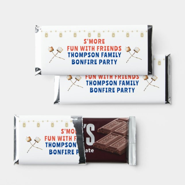 S'mores Fun Bonfire Backyard Cookout Friendsgiving Hershey Bar Favors (Front)