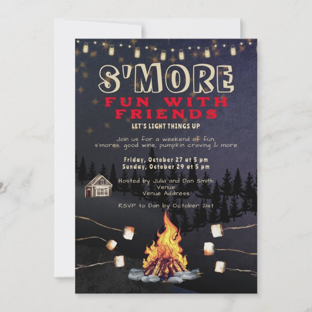 S'mores Fun Bonfire Backyard Cookout Friendsgiving Invitation (Front)