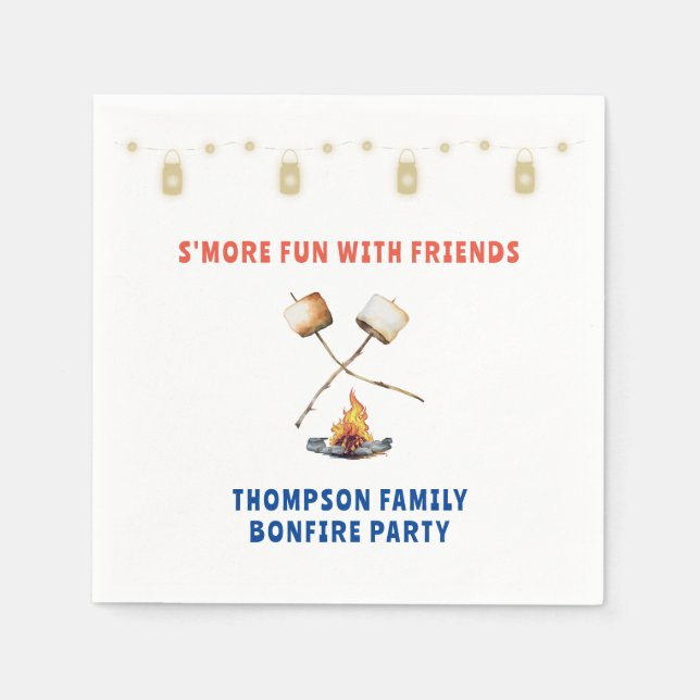 S'mores Fun Bonfire Backyard Cookout Friendsgiving Napkins (Front)